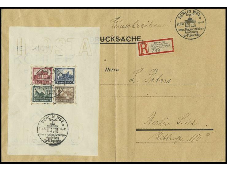 dito, im Rand gering fleckig und oben winziger Einriß, mit Sonderstempel auf größerformatigem gefaltetem R-Umschlag mit Sonde