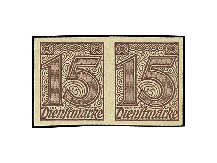 1920, ohne Ziffer "21": 15 Pfg. im ungezähnten waagerechten Paar, ungebraucht, Pracht, sign. (Mi. 2000,-)