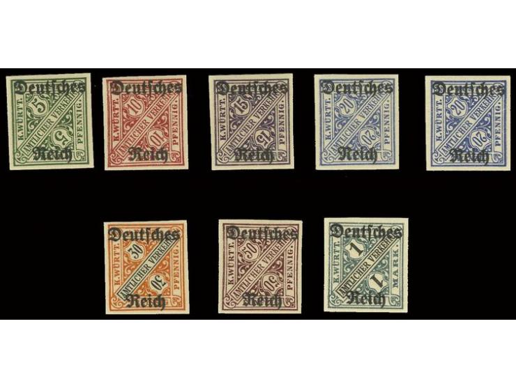 1920, 5 Pfg.-1 M. ungezähnt, alle 7 möglichen Werte und zusätzlich 20 Pfg. mit Wz. Y,  postfrisch, 2 Werte mit geringen Finge