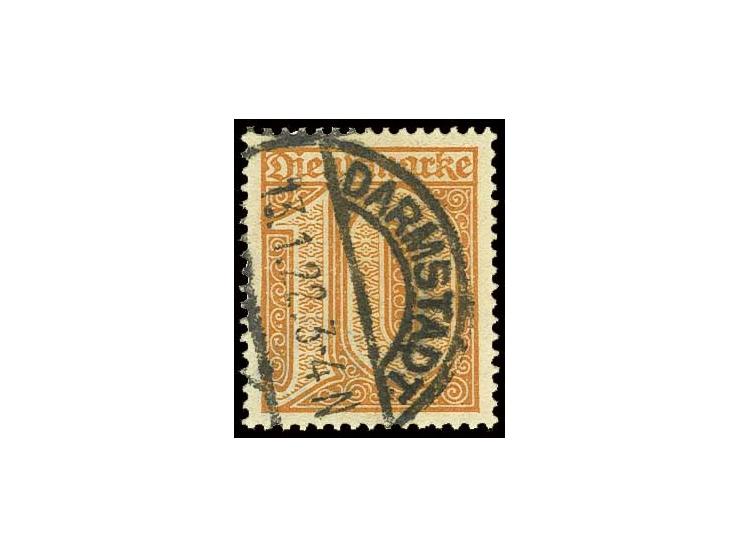 1921, 10 Pfg. orange mit sauberem Stempel "DARMSTADT 13.1.22", Kabinett, sign. Peschl und Infla (Mi. 600,-)