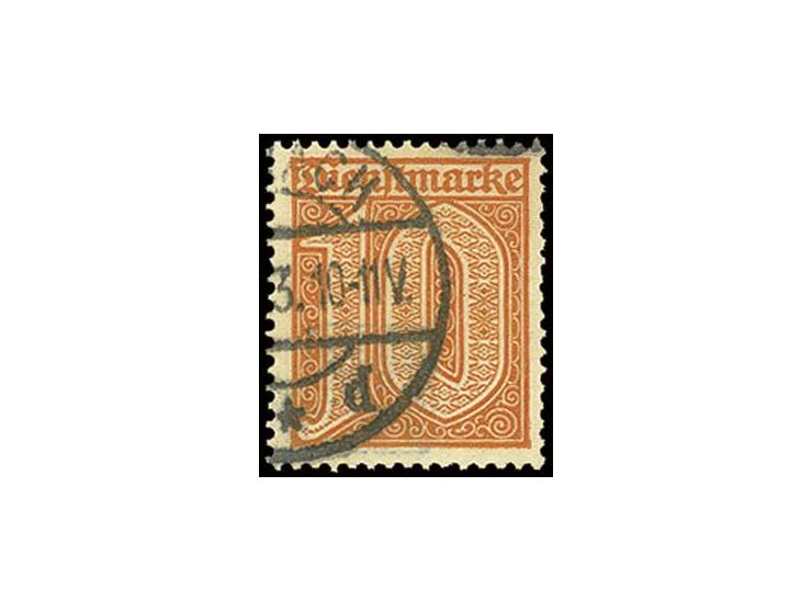 10 Pfg., sauber gestempelt, einige stumpfe Zahnspitzen, sign. Peschl und Infla (Mi. 600,-)