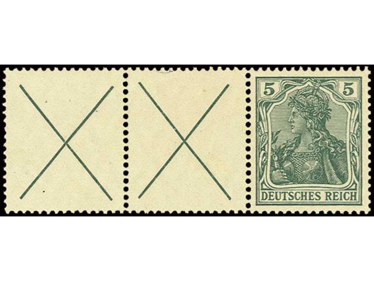 X+X+5 Pfg., ungebraucht, mittleres Feld in der oberen Zähnung schwache Verfärbung (Mi. 330,-)