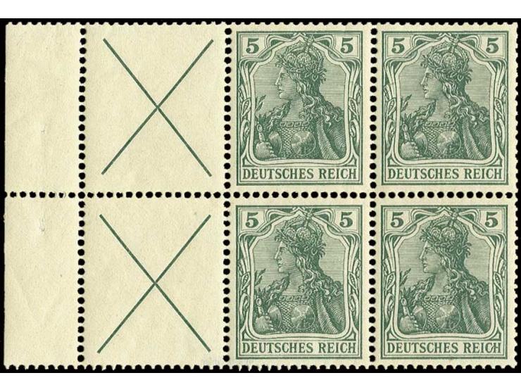 Heftchenblatt 5 Pfg. mit durchgezähntem unbedruckten Rand, ungebraucht, Kabinett, sign. Bühler (Mi. 900,-)