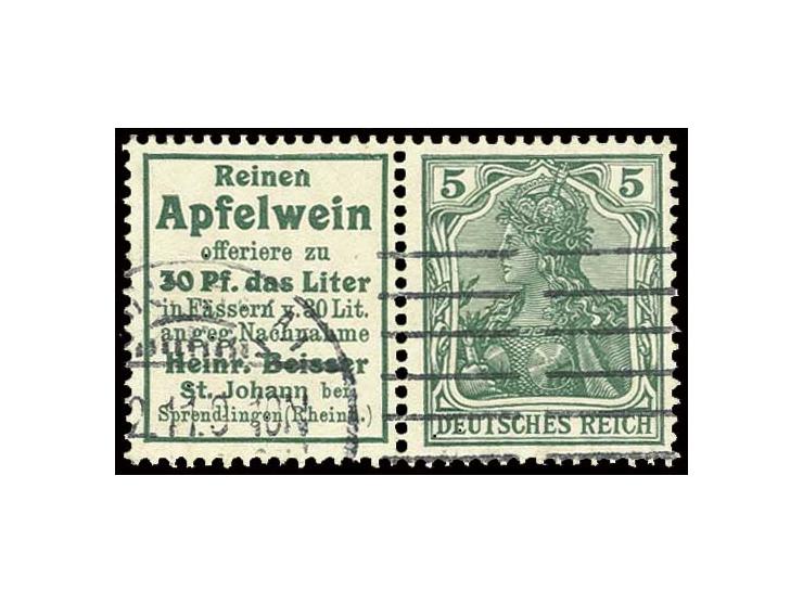 "Apfelwein Beisser" + 5 Pfg., gestempelt Pracht (Mi. 800,-)