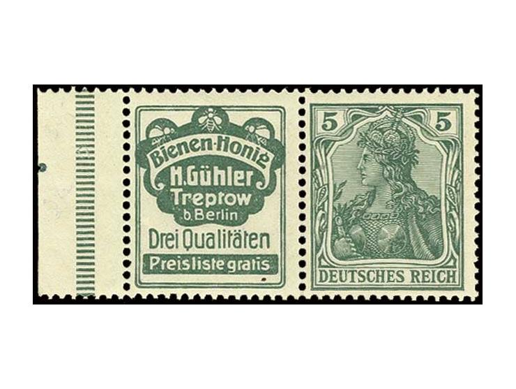 "Bienen-Honig"+5 Pfg., postfrisches linkes Randstück, hervorragend gezähnt (Mi. +100%), zwischen Reklamefeld und Marke leicht