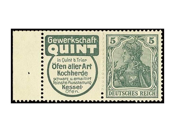 "Gewerkschaft Quint"+5 Pfg., ungebrauchtes linkes Randstück, Pracht (Mi. 720,-)