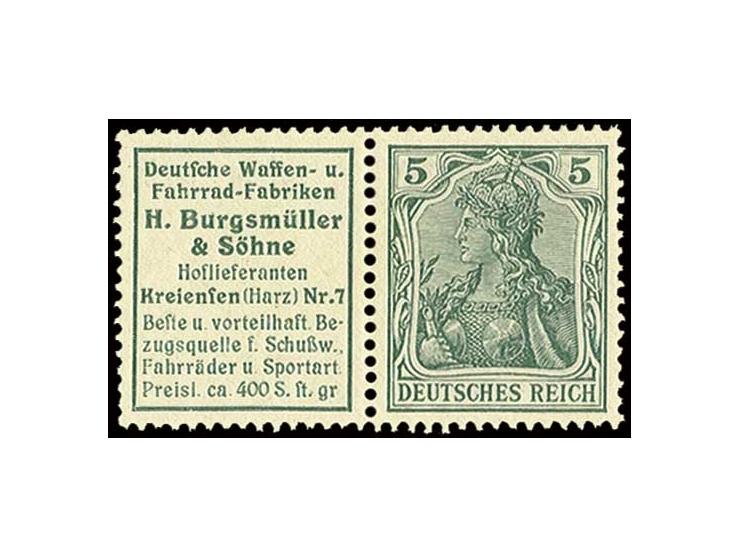 "Burgsmüller"+5 Pfg., ungebraucht und sehr gut gezähnt (Mi. +100%), Pracht (Mi. 1.500,-)