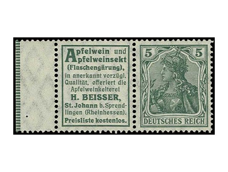 "Apfelwein Beisser" + 5 Pfg., postfrisches linkes Randstück mit kleiner Haftstelle im Rand, Kabinett (Mi. 1.300,-)