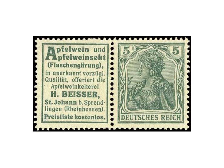"Apfelwein Beisser"+5 Pfg., ungebraucht und hervorragend gezähnt (Mi. +100%), Kabinett (Mi. 1.560,-)