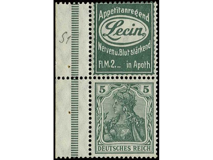 "Lecin" + 5 Pfg., postfrisches linkes Randstück in sehr guter Zähnung, Kabinett (Mi. 1.200,-)
