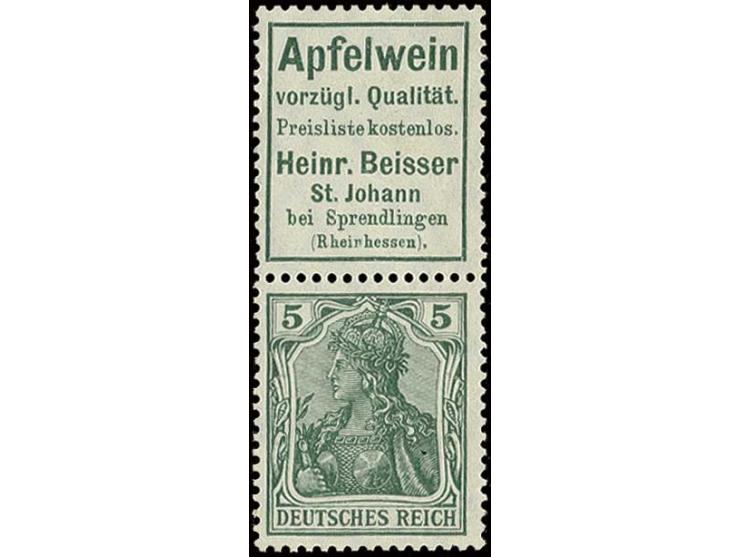"Apfelwein Beisser" + 5 Pfg., postfrisch, rechts zwei leicht verkürzte Zahnspitzen, sonst tadellos gezähnt (Mi. 850,-)