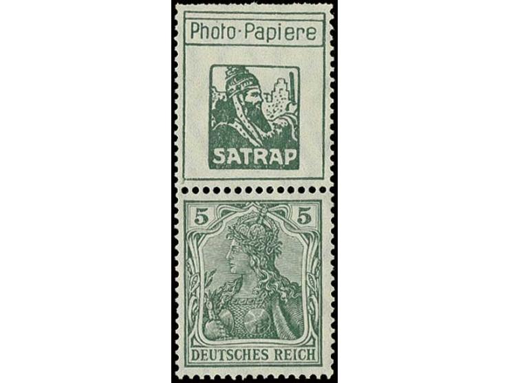 "Satrap" + 5 Pfg., postfrisch, oben stärkere Heftchenzähnung (Mi. 1.300,-)