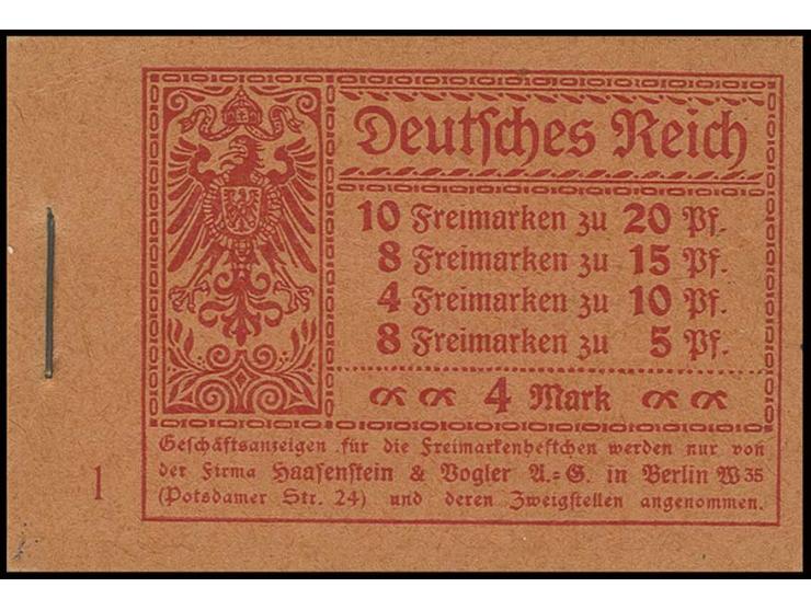 1920, Markenheftchen 13, alle H-Blätter mit Strichleisten, stärkere Heftchenzähnung, postfrisch, Deckel ungefaltet (Mi. 480,-