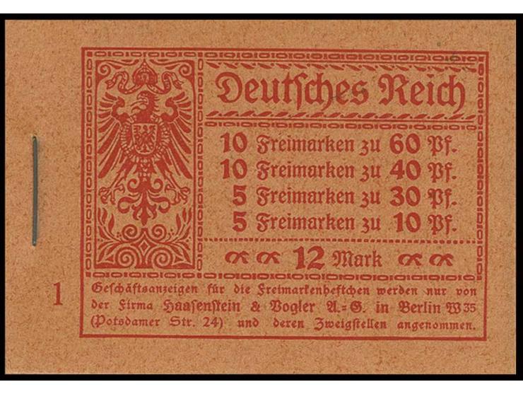 1921, Markenheftchen 15, postfrisch, Deckel ungefaltet, Kabinett (Mi. 900,-)