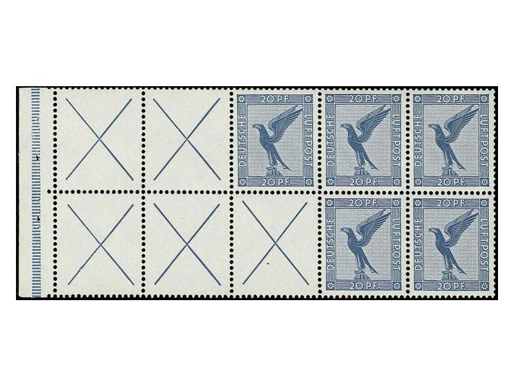 Heftchenblatt 20 Pfg., postfrisch mit Falzspur im Rand, Kabinett (Mi. 1.200,-)