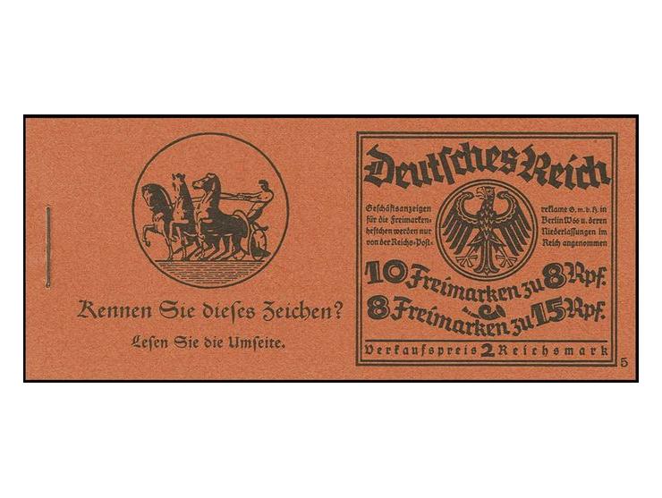 1927, Markenheftchen Beethoven/Kant in 2. Auflage mit ONr. 5, postfrisch mit leichter Heftchenzähnung und durch Fehlklammerun