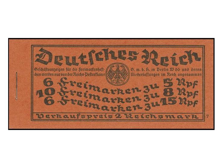 1928, Markenheftchen Reichspräsidenten mit ONr. 7, postfrisch, hervorragend gezähnt und Deckel ungefaltet, Luxus (Mi. 3.000,-