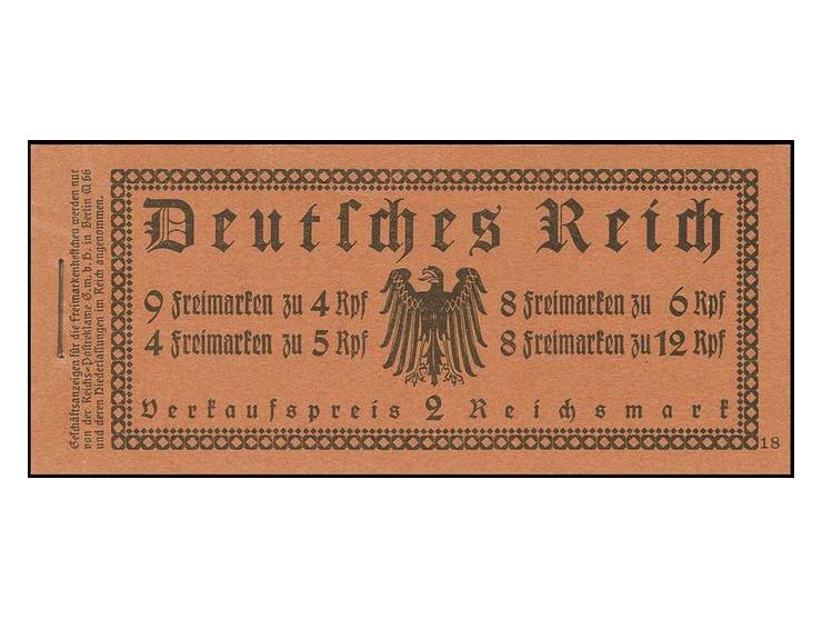 1932, Markenheftchen Reichspräsidenten mit ONr. 18, postfrisch, hervorragend gezähnt und Deckel ungefaltet, Kabinett (Mi. 1.2