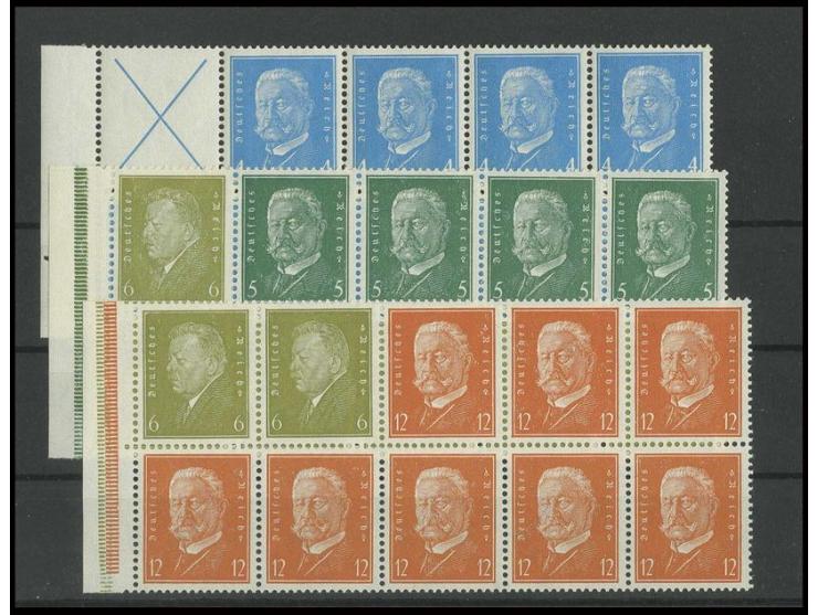 Heftchenblätter Hindenburg 4Pfg.+X, 6+5Pfg. und 6+12 Pfg., postfrisch, Kabinett