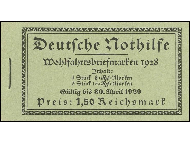 1928, Markenheftchen Nothilfe mit H-Bl. 63, postfrisch, sehr gut gezähnt und Deckel ungefaltet, Kabinett (Mi. 600,-)