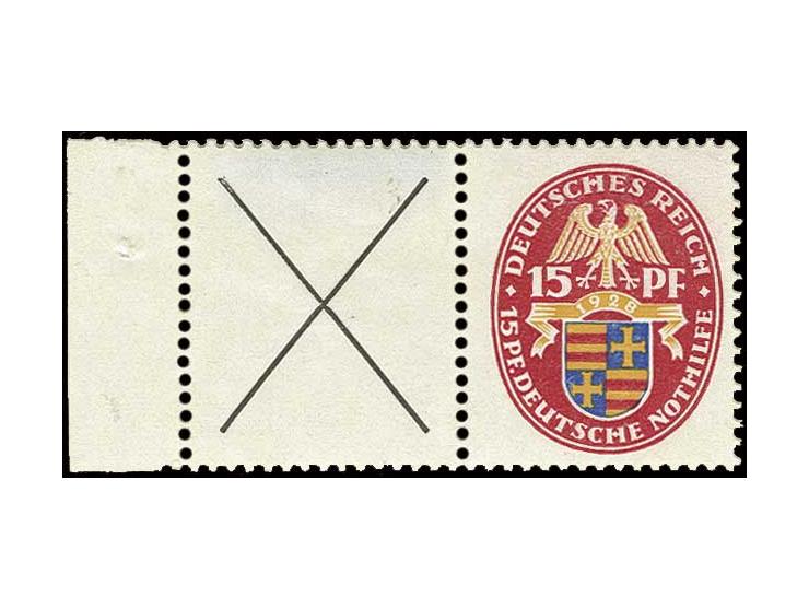 X+15 Pfg., ungebrauchtes linkes Randstück, Pracht (Mi. 270,-)