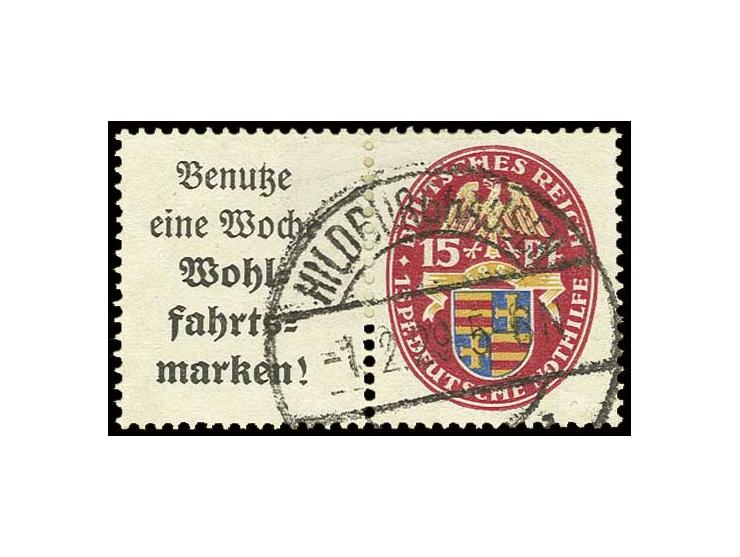 A1+15 Pfg., gestempelt "HILDBURGHAUSEN 1.2.29", Pracht (Mi. 350,-)