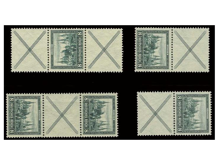 8+X, alle 4 Zusammendrucke kpl., postfrisch, Pracht (Mi. 1.500,-)
