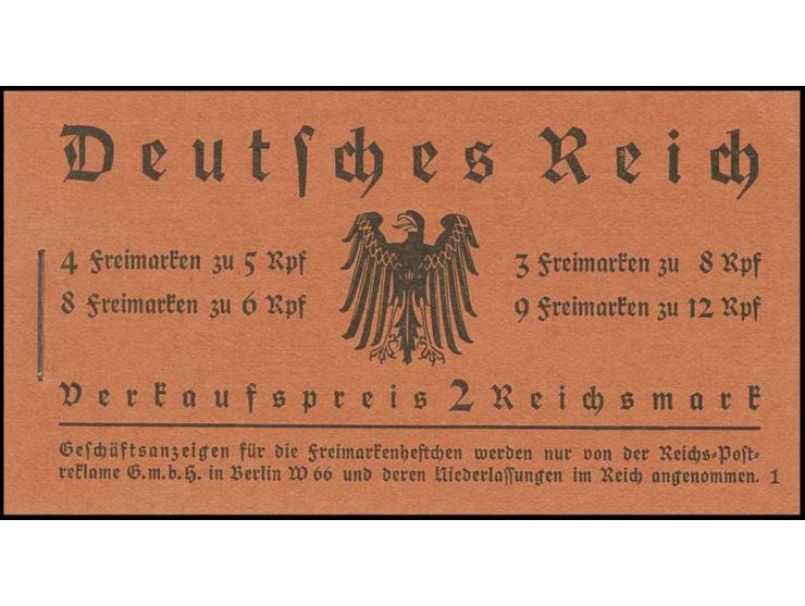 1933, Markenheftchen Hindenburg, postfrisch, sehr gut gezähnt und Deckel ungefaltet, Kabinett (Mi. 950,-)