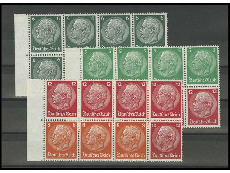Heftchenblätter Hindenburg 6 Pfg., 5+12Pfg. und 12+8 Pfg., postfrisch, Kabinett