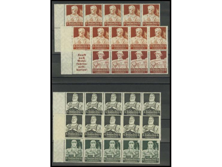 1934, Heftchenblätter Stände 4+6 Pfg. und 8+12 Pfg. je mit durchgezähntem und nicht durchgezähntem Rand, postfrisch, Kabinett