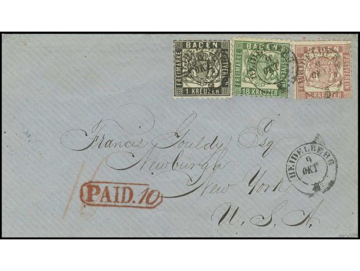 18 Kr. grün, 1 Kr. schwarz und 3 Kr. rosa, als Streifen geklebt, alle Werte farbfrisch und gut gezähnt mit jeweils zentrisch 