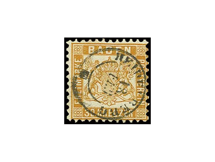 30 Kr. gelborange, farbfrisch und tadellos gezähnt mit zentrisch klarem DKr. "HEIDELBERG 18 FEB.", Kabinett, sign. Richter un