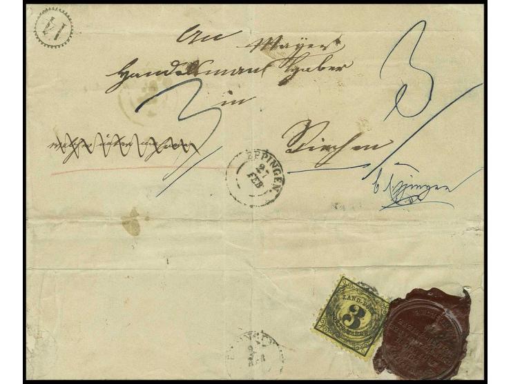 3 Kr. auf gelb mit Nr. "39" rückseitig auf doppelt verwendetem (innen frankiert mit 3 Kr. rosa), unbestellbarem Brief mit neb