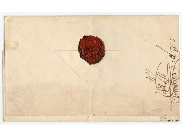 3 Kr. dunkelblau, oben voll- sonst breit- bis überrandig in schöner tiefer Farbe mit Segmentstempel "PFAFFENHOFEN A. ILM 3/4"