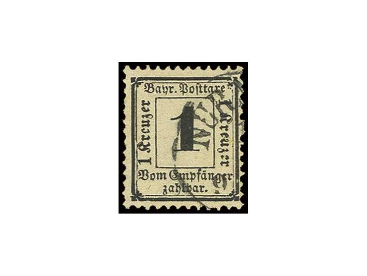 PORTOMARKEN: 1870, Wz. X: 1 Kr. schwarz mit Teilabschlag des EKr. "NÜRNBERG", bis auf einige verkürzte Zahnspitzen in guter E