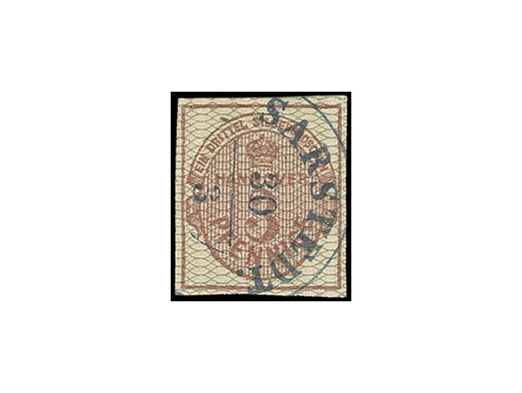 3 Pfg.  voll- bis breitrandig mit klarem DKr. "SARSTEDT 30/3", Kabinett, sign. H. Krause