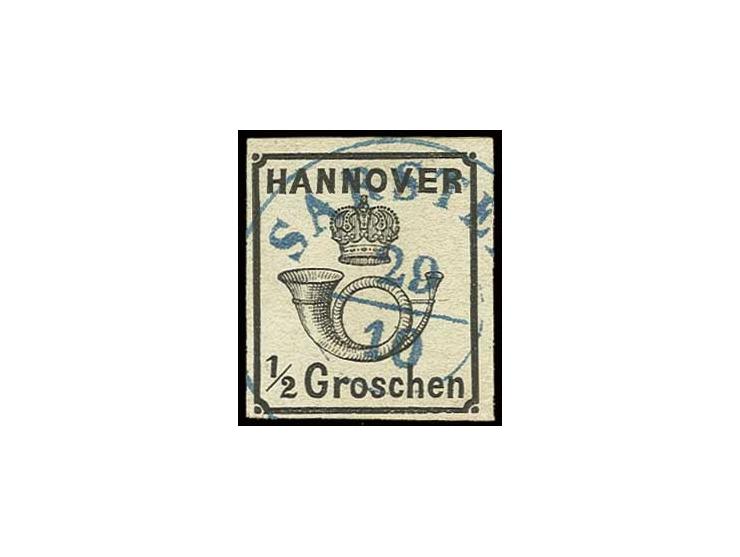 ½ Gr. schwarz, weiße Gummierung, voll- bis breitrandig mit klarem DKr. von Sarstedt, Kabinett, sign. H. Krause