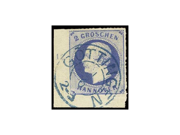 2 Gr. ultramarin, linke untere Bogenecke mit Reihenzähler "12" mit sauber aufgesetztem DKr. "GÖTTINGEN 1/6", Kabinett