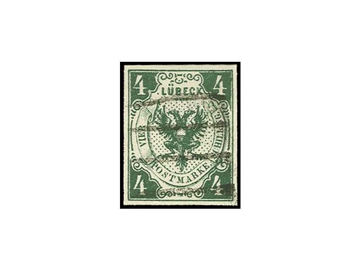 4 Sch. dunkelgrün, allseits breitrandig mit sauber aufgesetztem Strichstempel, Luxus, sign. W. Engel BPP und Fotoattest Brett