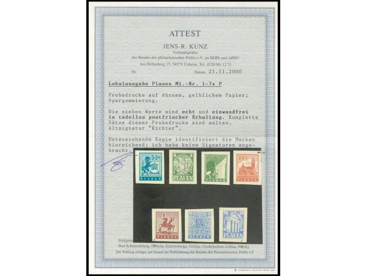 1945, Probedrucke  5-20 Pfg. kpl., postfrisch, sign. Richter und Fotoattest Kunz BPP (Mi. 1050,-)