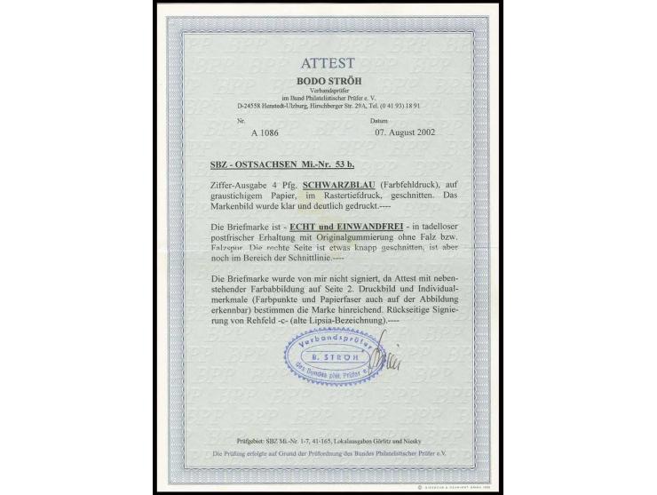 4 Pfg. schwarzblau, postfrisch, sign. Rehfeld und Fotoattest Ströh BPP (Mi. 700,-)