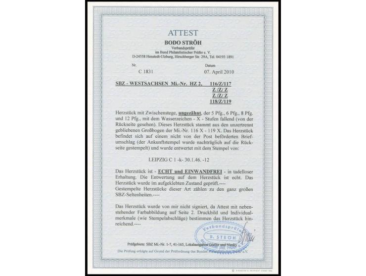 Herzstück mit allen 4 Wertstufen 5-12 Pfg. mit sauberen Stempeln "LEIPZIG C1k 30.1.46" auf nachträglich beschriftetem Umschla