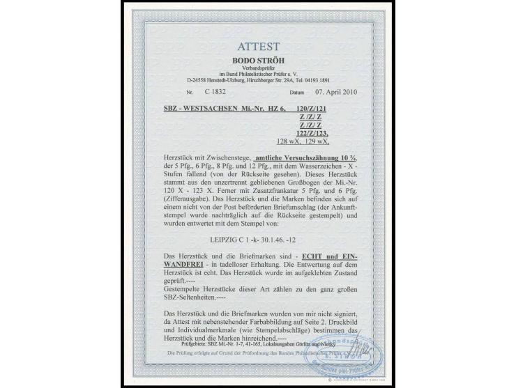 Herzstück mit 5-12 Pfg., mit Zufrankatur und leichtem Stempel "LEIPZIG C1k 30.1.46" auf nachträglich beschriftetem Umschlag, 