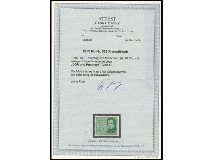 Schumann 10 Pfg. mit Wz. XI, postfrisch, unsigniert, Fotoattest Mayer BPP (Mi. 1.000,-)