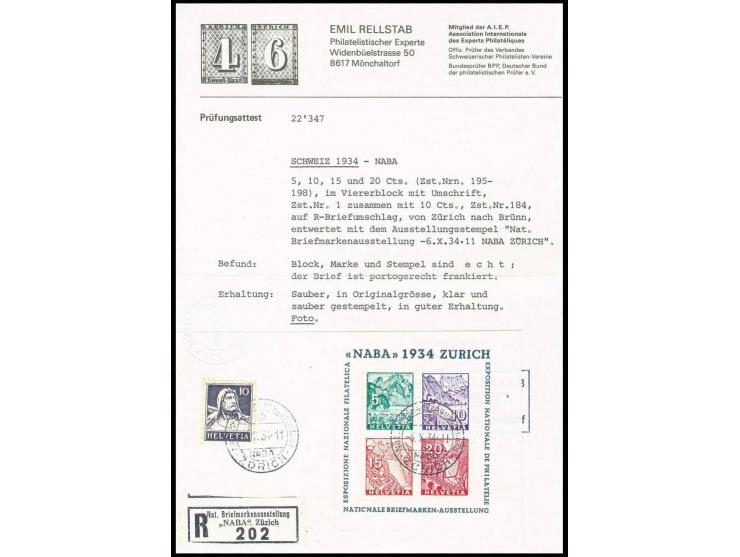 dito, mit Ausstellungs-Sonderstempel und -R-zettel auf portogerechtem R-Brief nach Brünn/Tschechoslowakei mit Ankunftsstempel