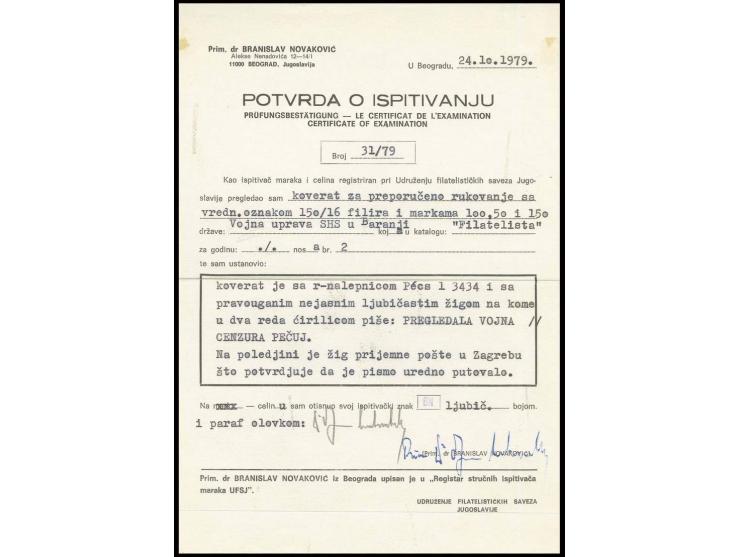 postal stationery: 1919, envelope 150 f. on 16 f. dark green with 50 on 5 f. green, 100 on 25 f. blue and 150 f. on 15 violet