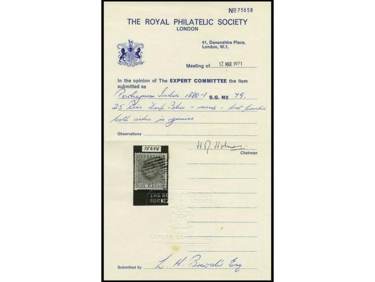 25 r. grey with additional shifted and inverted print on reverse, used by numeral cancel, fine and scarce, certificate RPS (1