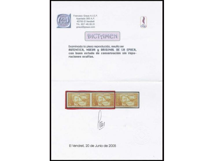 5 pts. in unissued brownish-orange, imperforated horizontal pair, unhinged mint, fine and rare, opinion Graus for split-up st