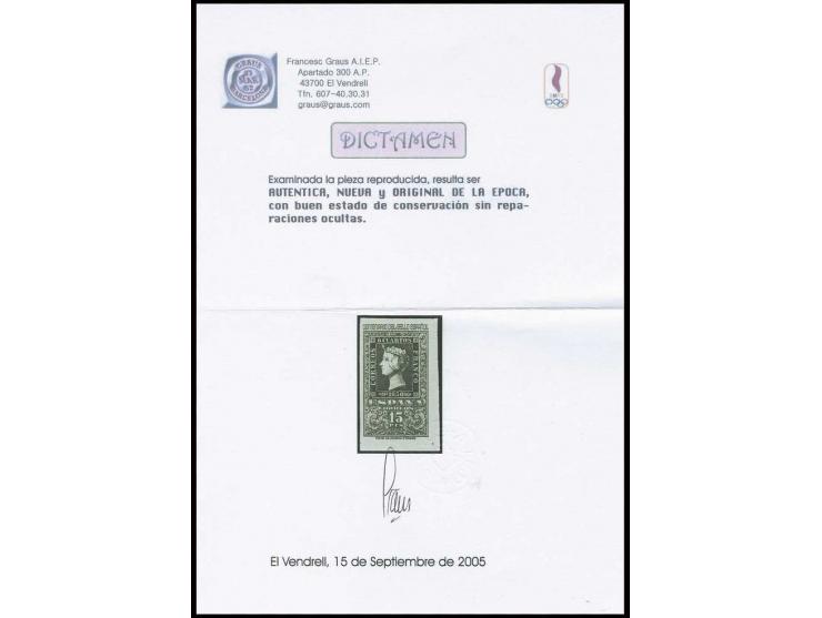 1950, Centenary 15 pts. in unissued colour black, unhinged mint, opinion Graus