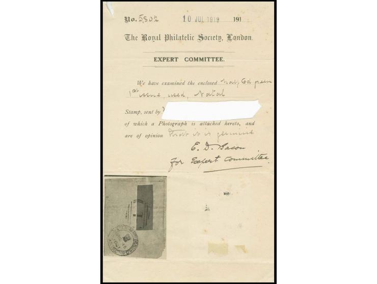6 d. green vertically bisected, tied by barred "1" to piece with adjacent double circle "PIETER MARITZBURG JUL 15 1861"; fain